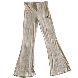 Adidas Essentials Rib Flared Leggings Cream/Ivory Womens Size Large